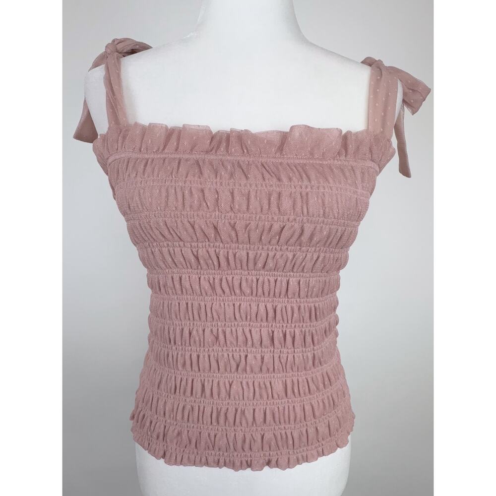 Anthropologie Smocked Cami Tank Top in Pink Size Small - Picture 3 of 10